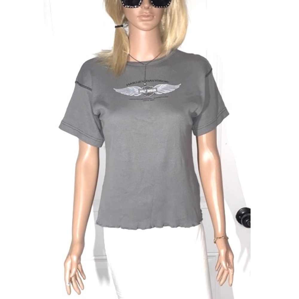 Harley Davidson Women’s Vintage Gray ribbed tshirt XL